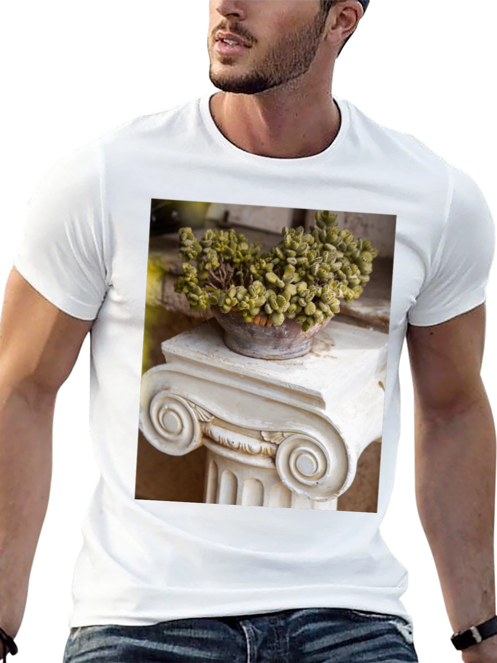 Plant on Column Black T-Shirt