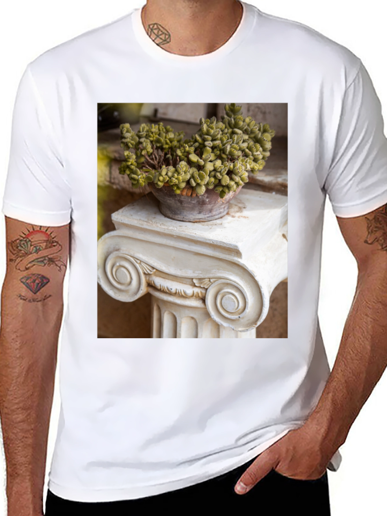 Plant on Column Black T-Shirt