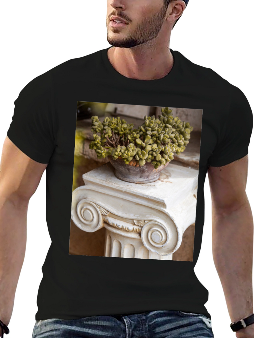 Plant on Column Black T-Shirt