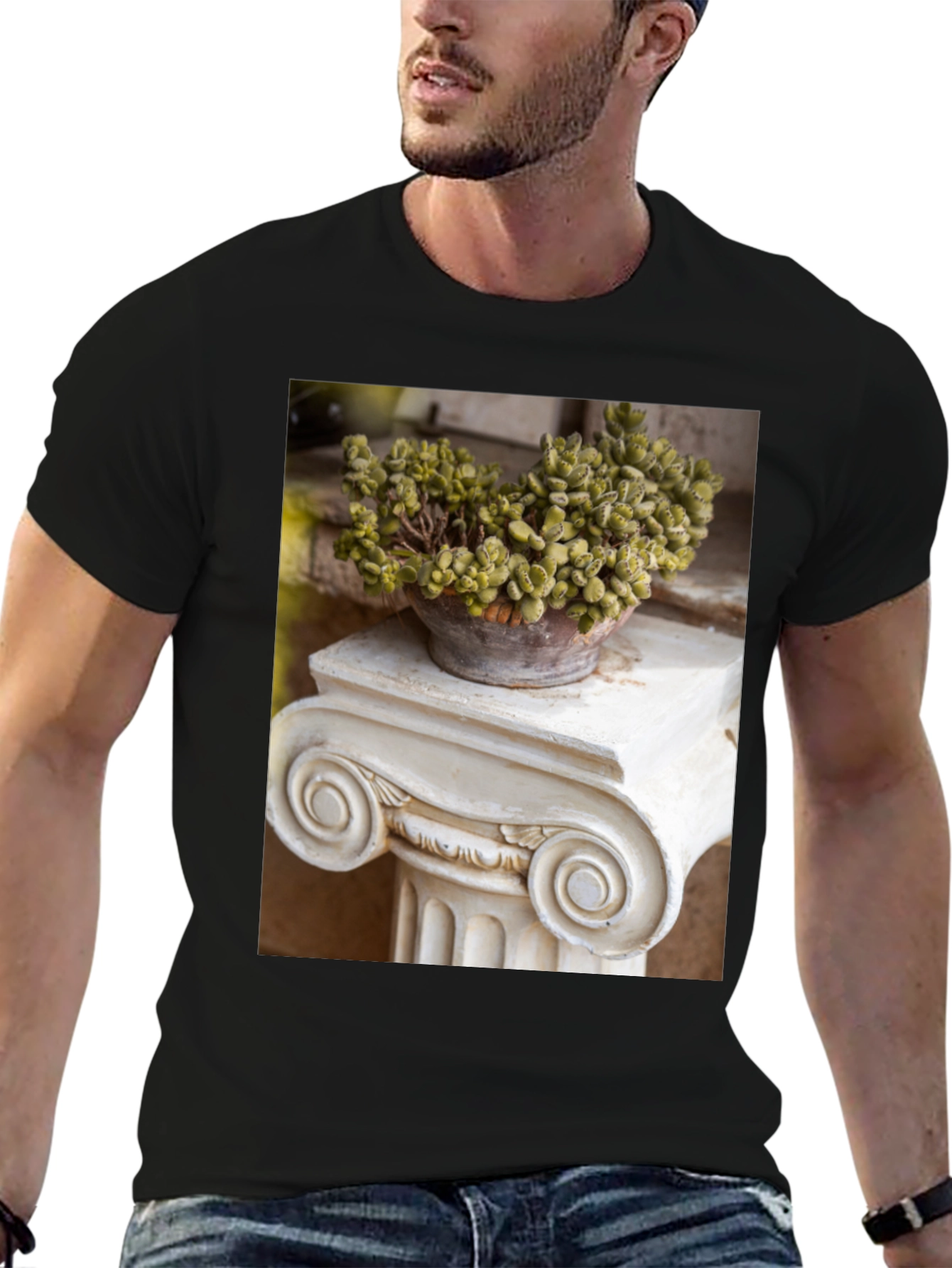 Plant on Column Black T-Shirt
