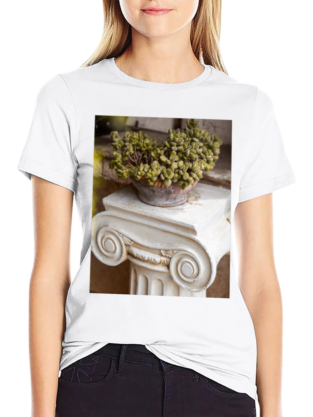 Plant on Column Black T-Shirt