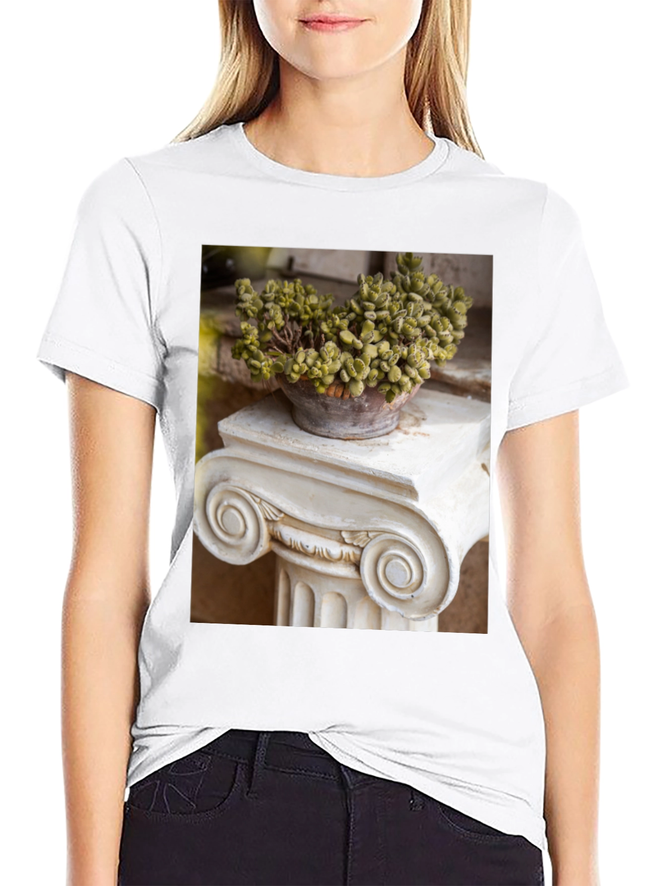 Plant on Column Black T-Shirt