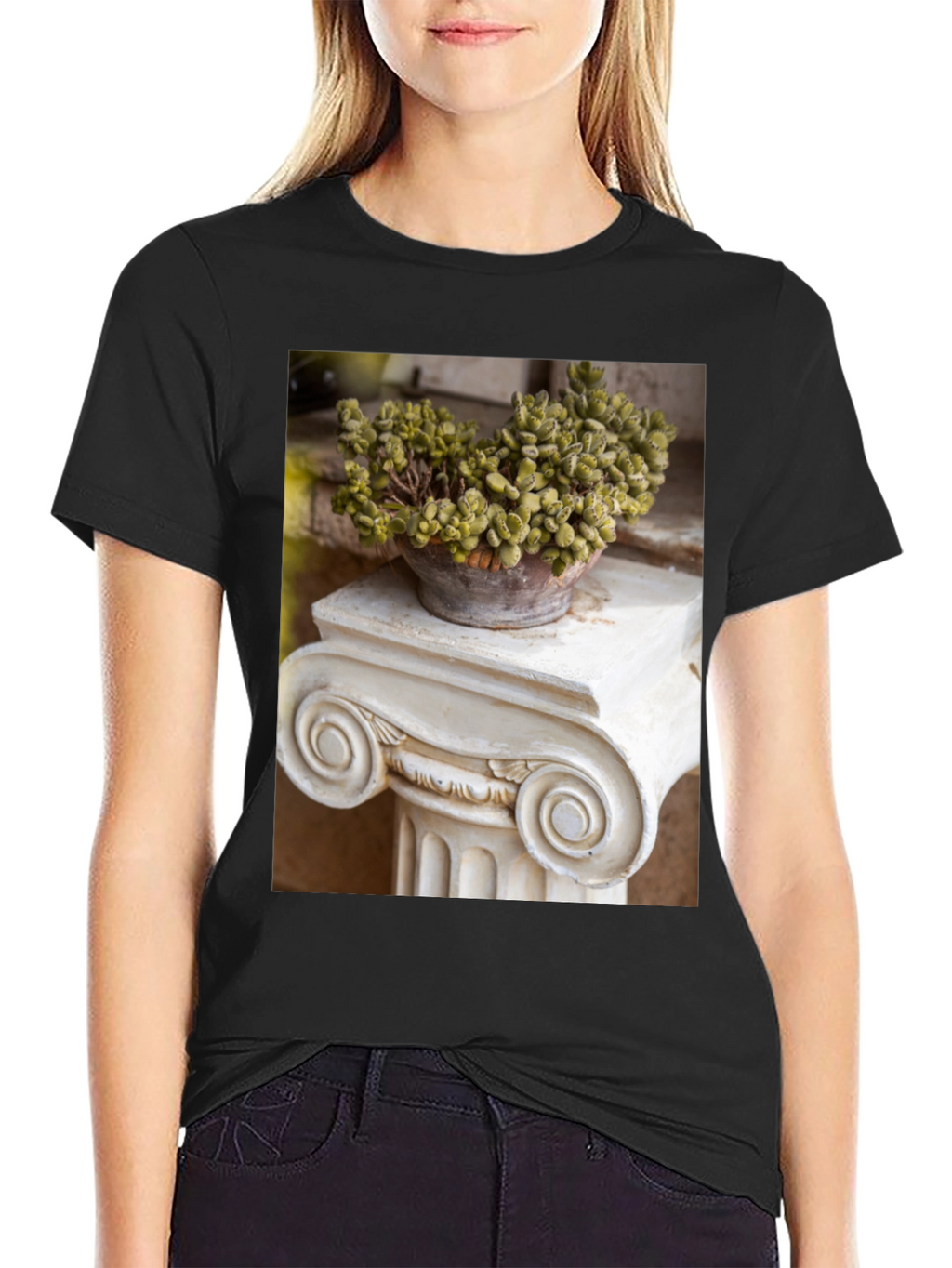 Plant on Column Black T-Shirt