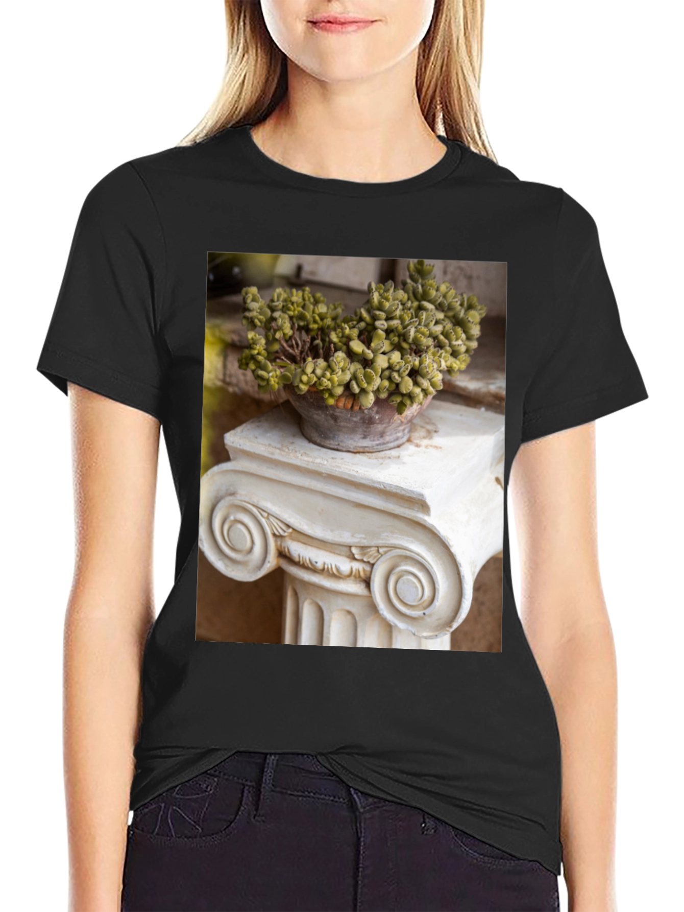 Plant on Column Black T-Shirt