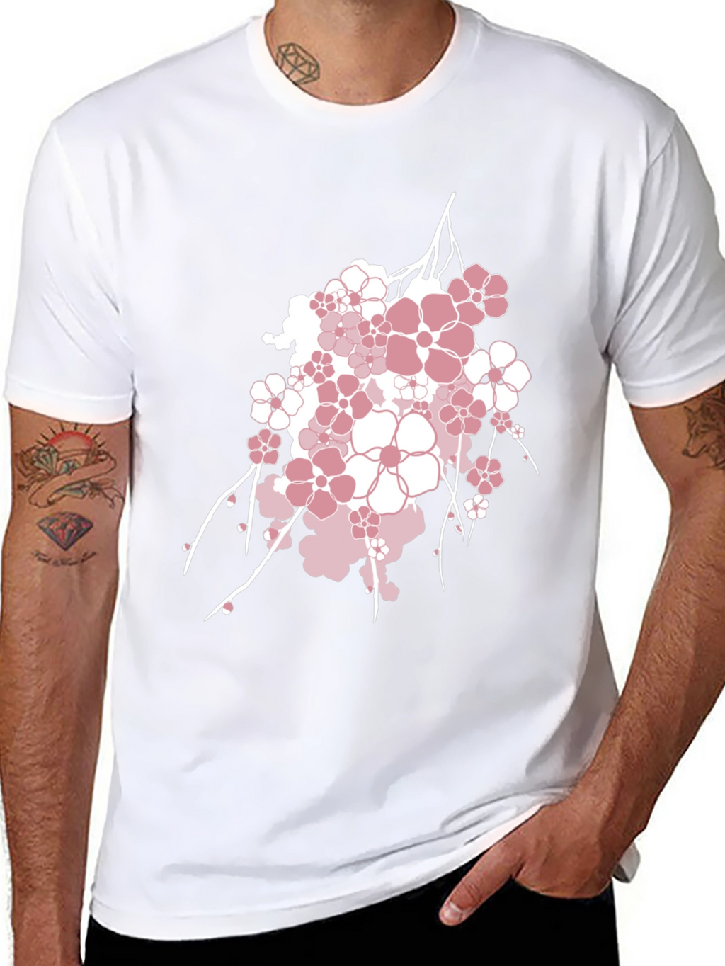 Blossom Graphic Tee - Stylish Mens Black T-Shirt