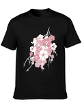 Blossom Graphic Tee - Stylish Mens Black T-Shirt