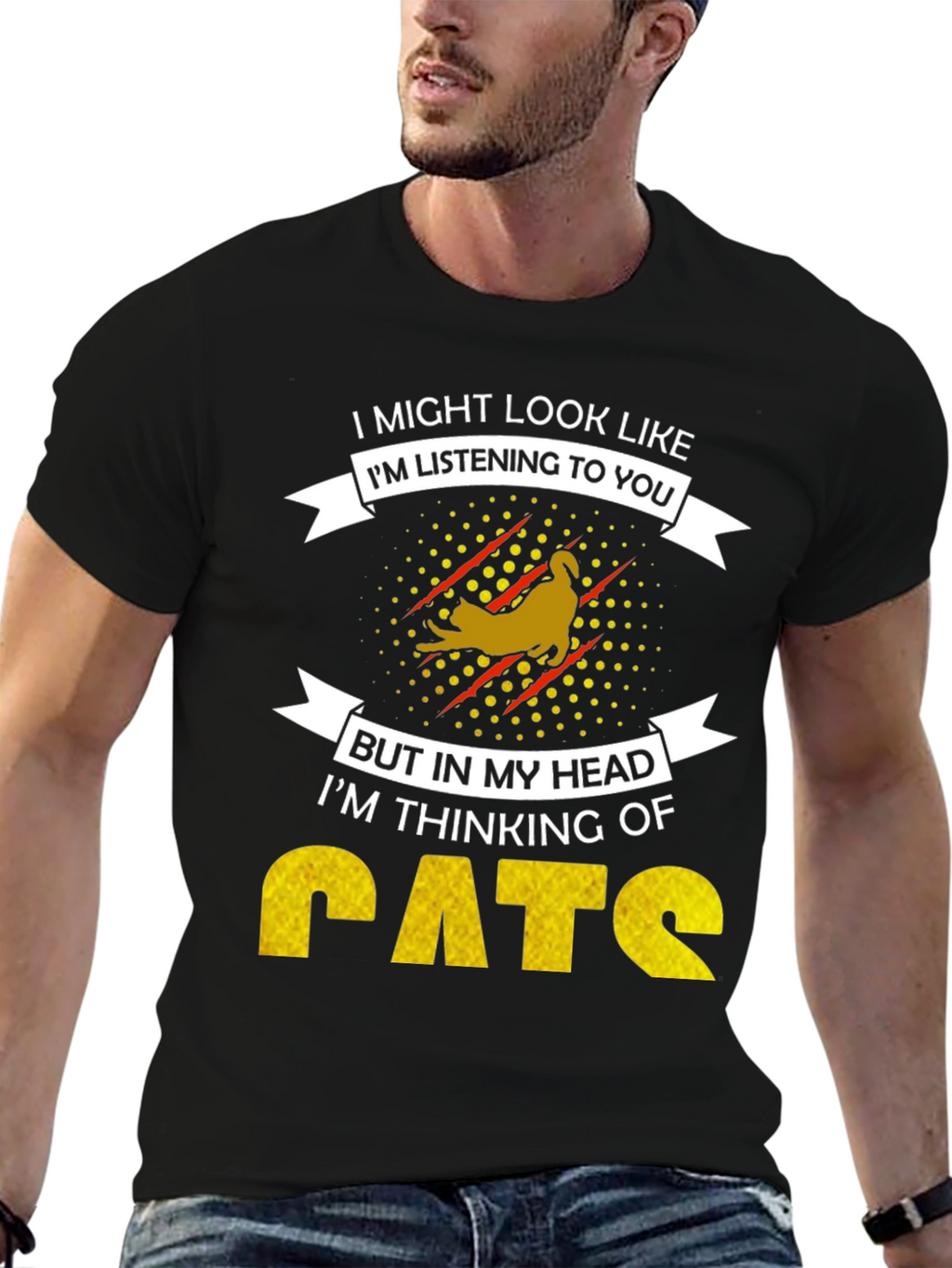 Funny Cat Lover T-Shirt - Im Thinking of Cats