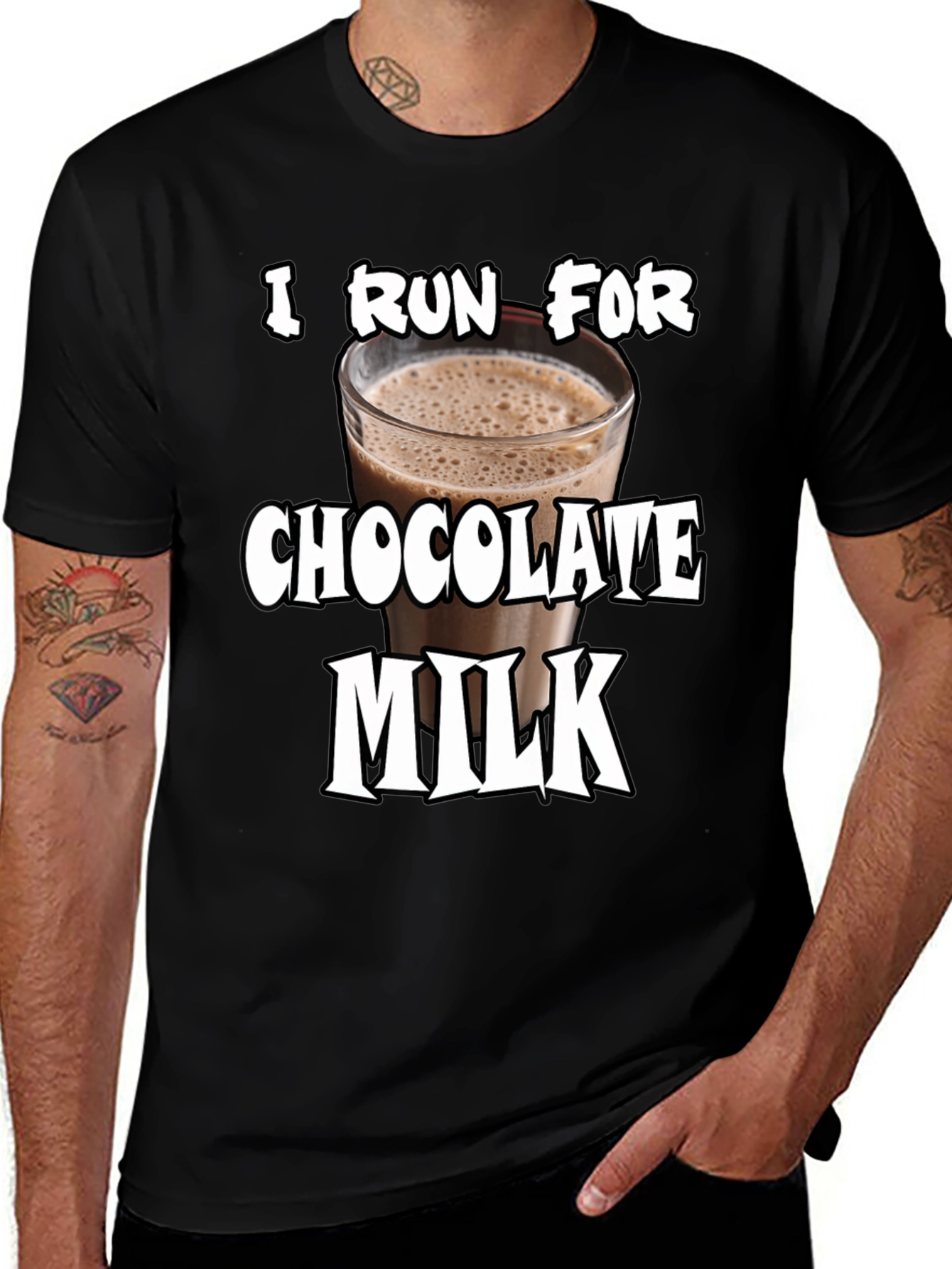 I Run For Chocolate Milk T-Shirt - Funny Workout Tee