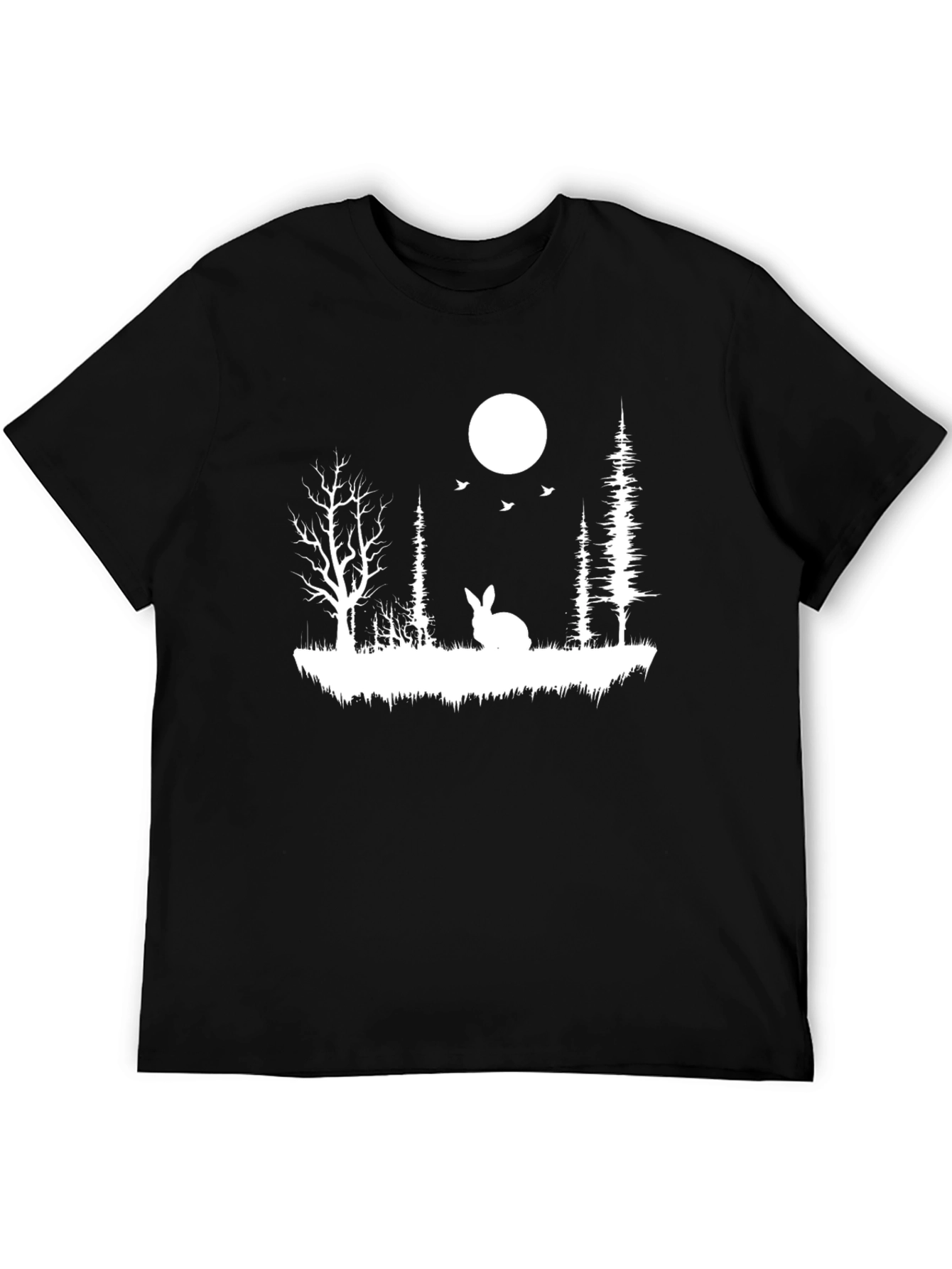 Rabbit in Woods Black T-Shirt