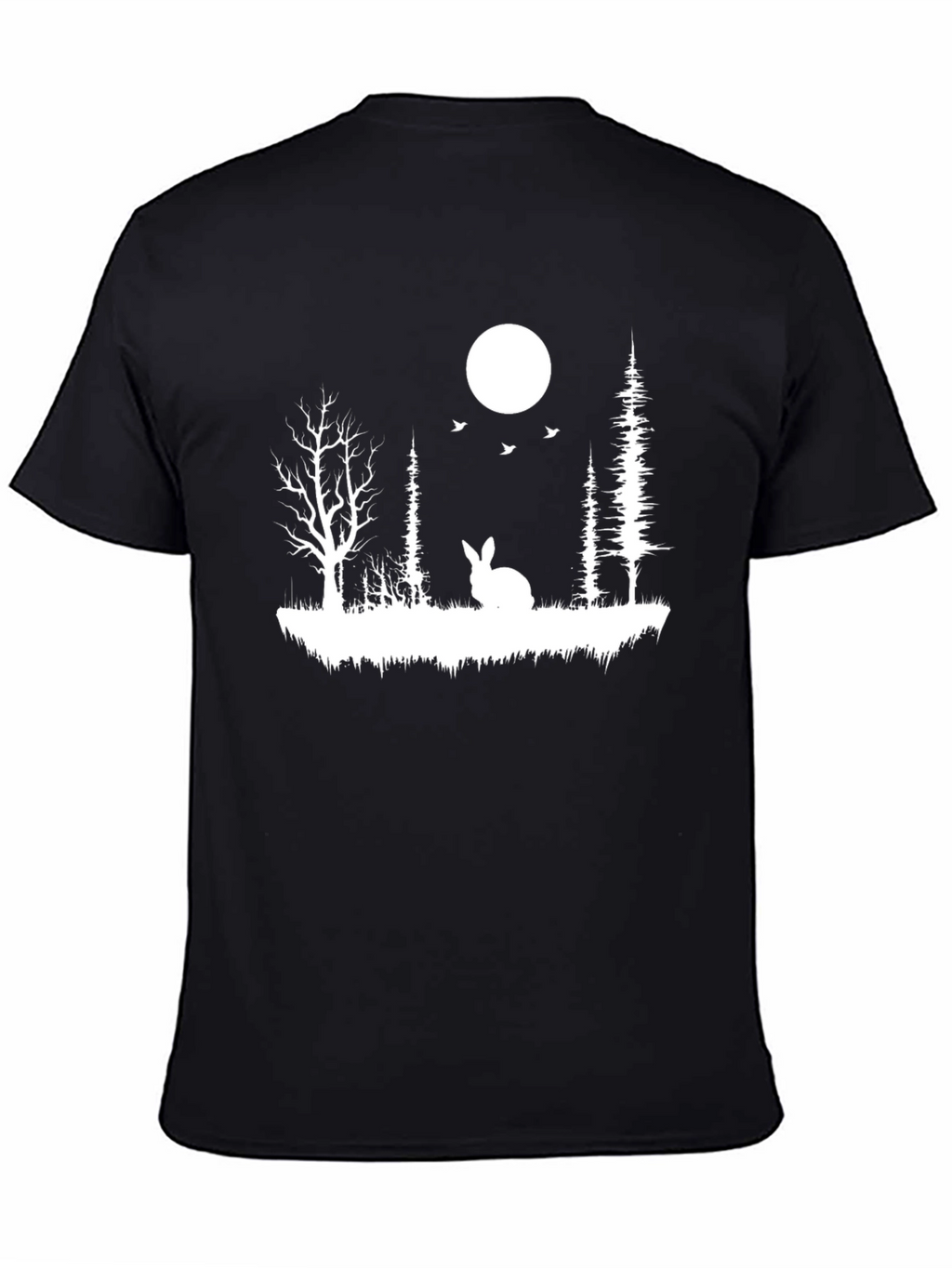 Rabbit in Woods Black T-Shirt