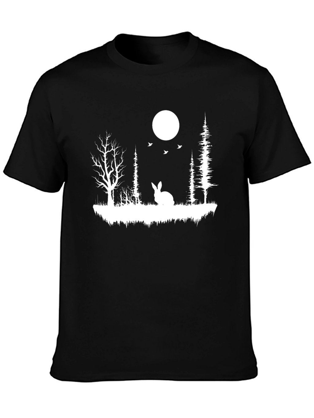 Rabbit in Woods Black T-Shirt