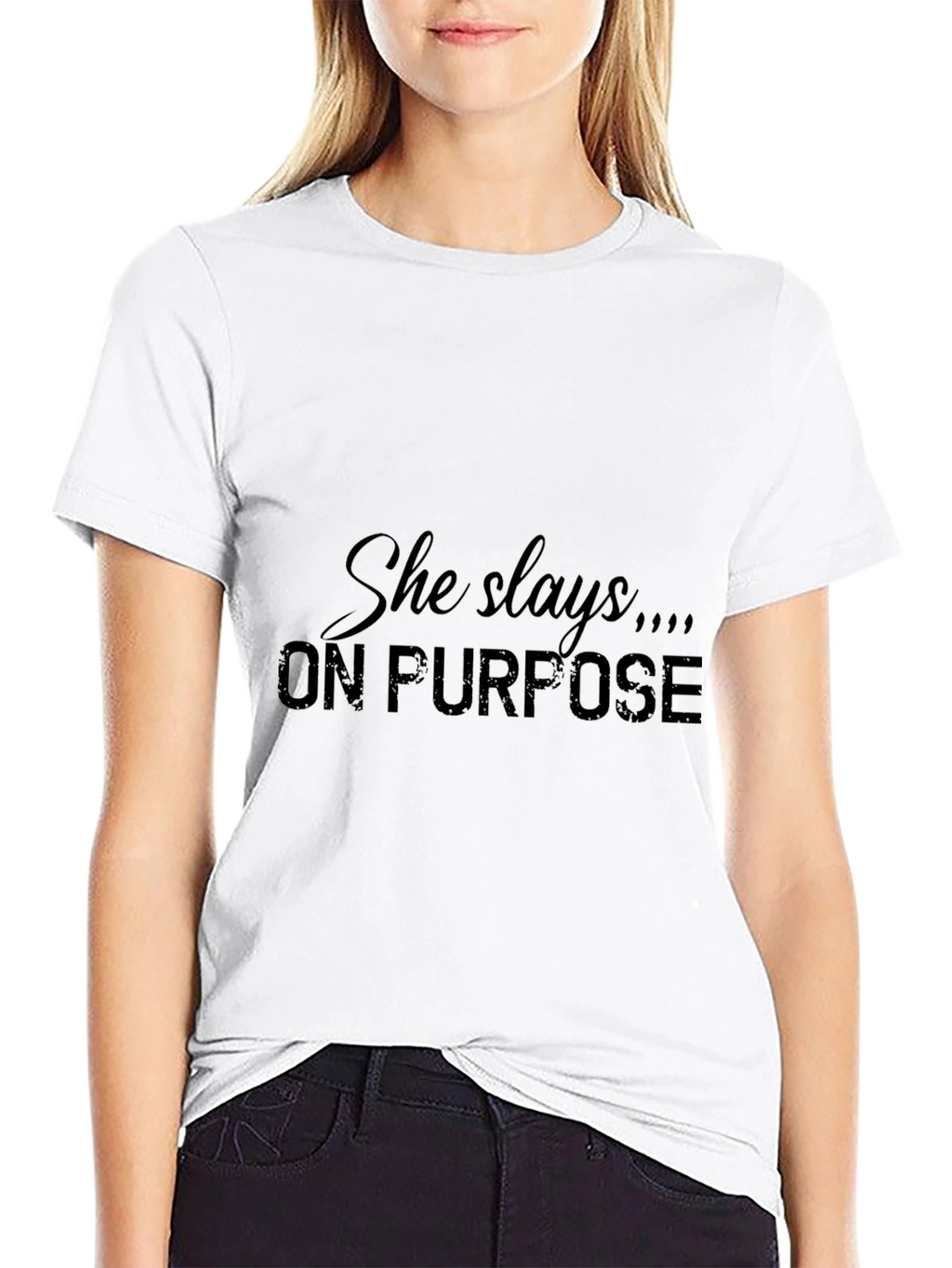 She Slays On Purpose Black T-Shirt