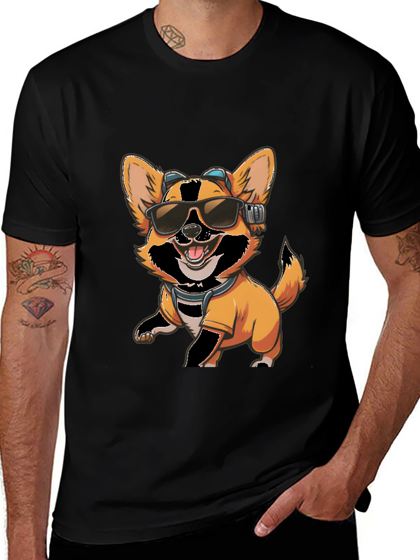 Cool Dog T-Shirt - Corgi with Sunglasses