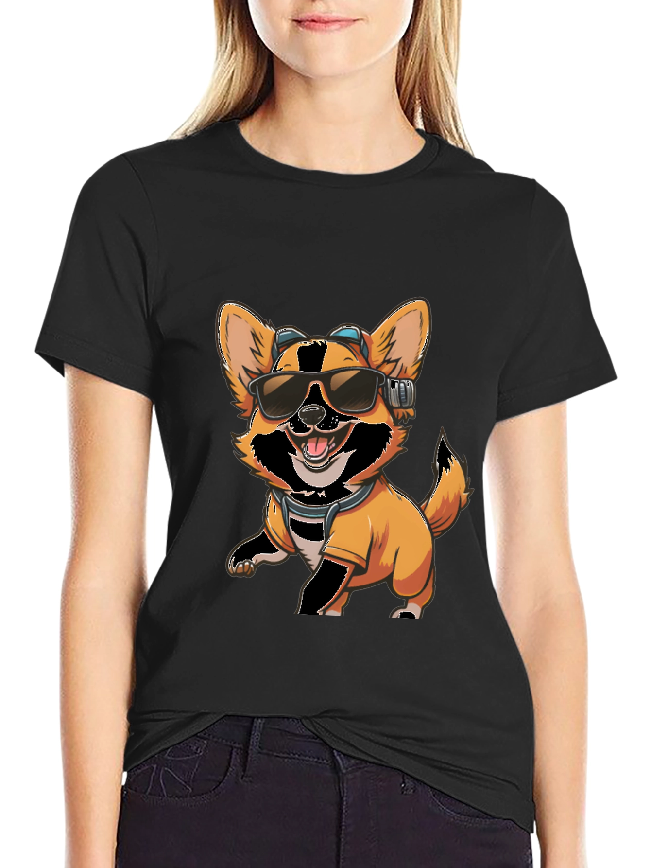 Cool Dog T-Shirt - Corgi with Sunglasses