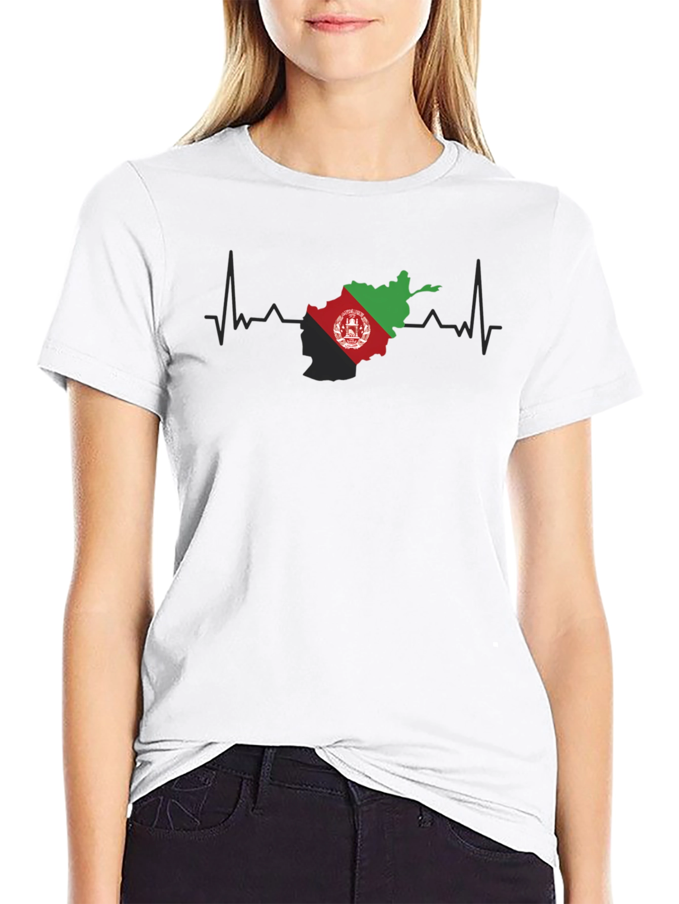 Afghanistan Flag Heartbeat Graphic Tee