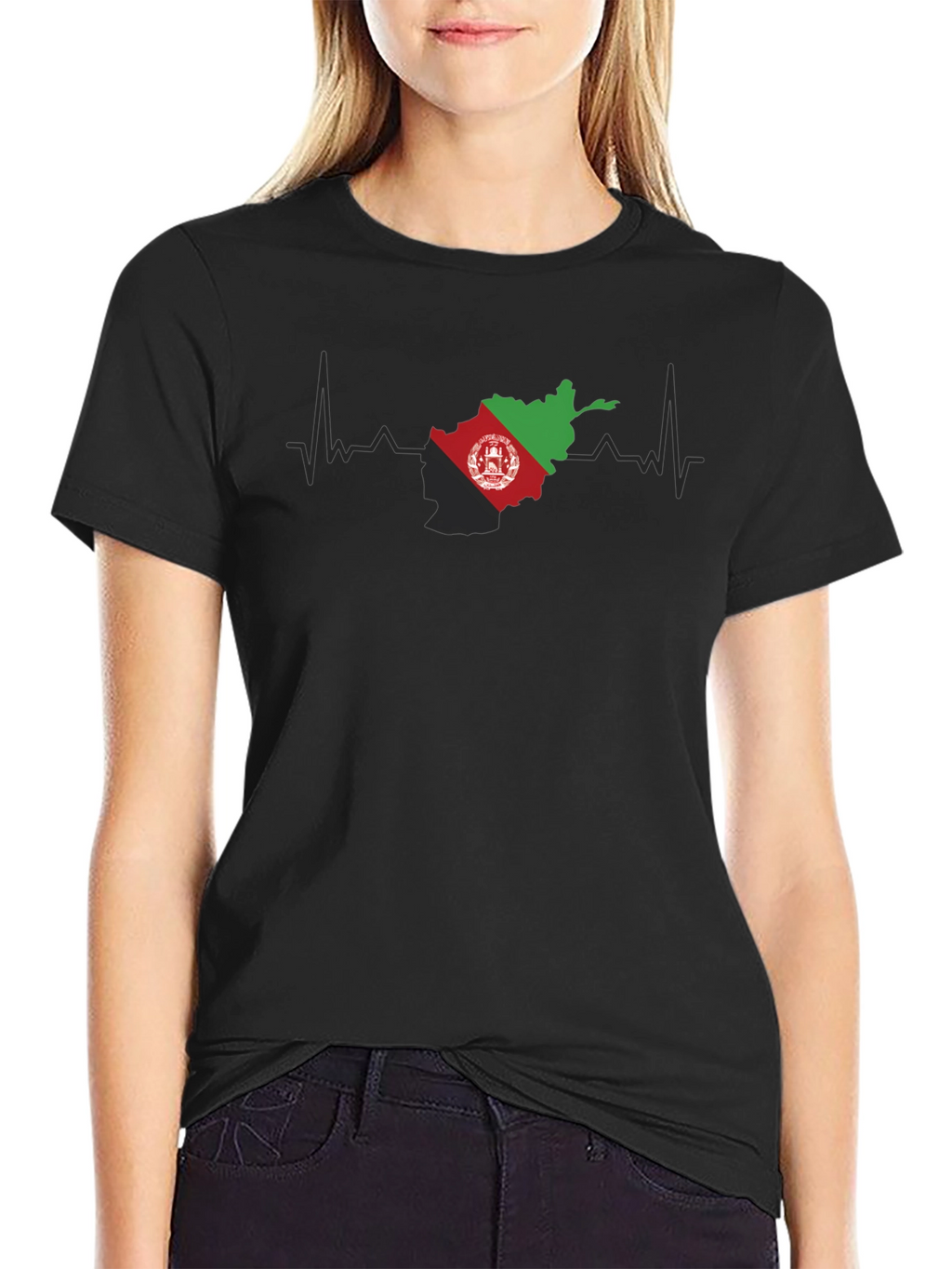 Afghanistan Flag Heartbeat Graphic Tee