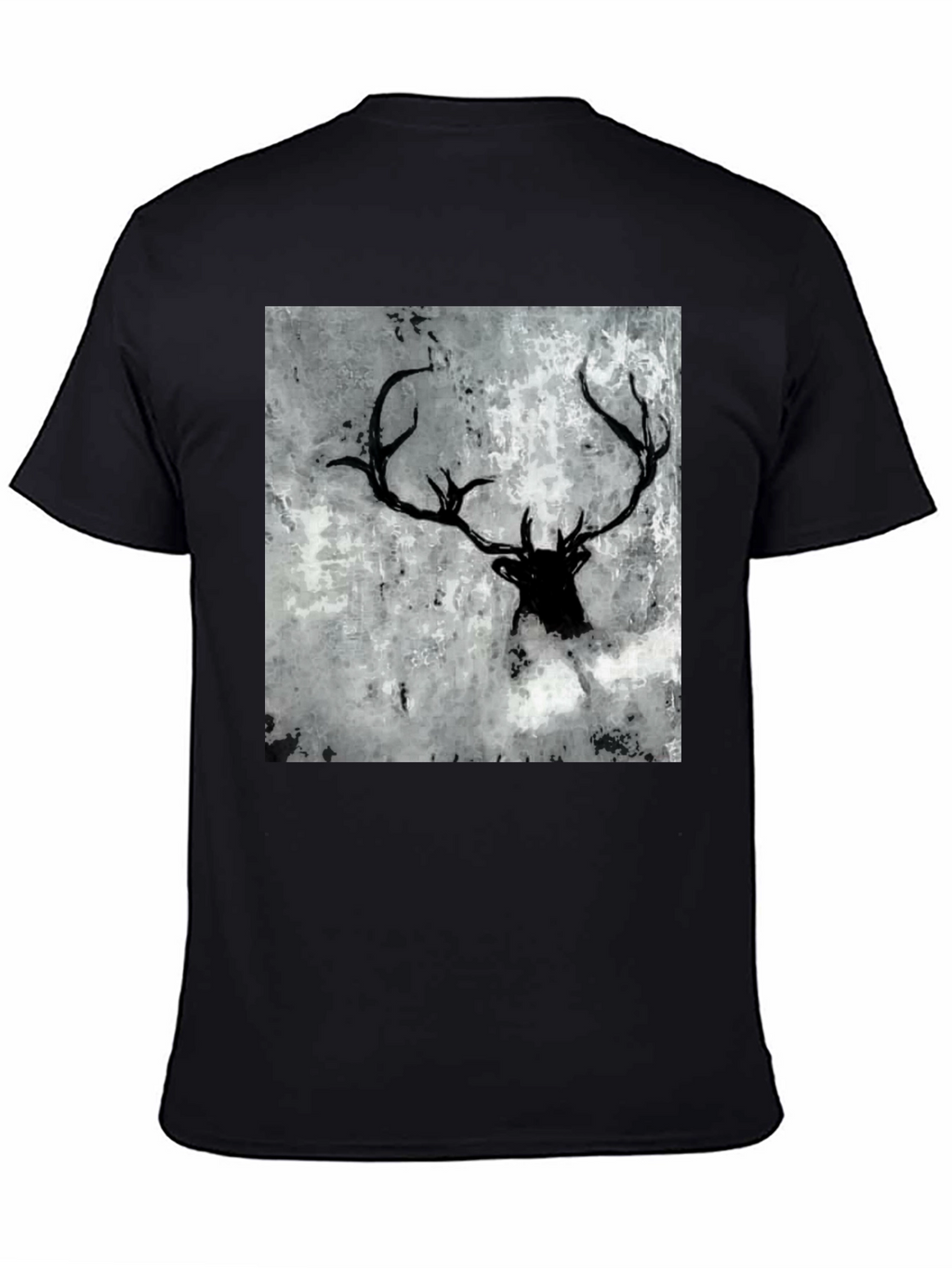 Black Deer Antler Graphic Tee - Abstract Print Shirt