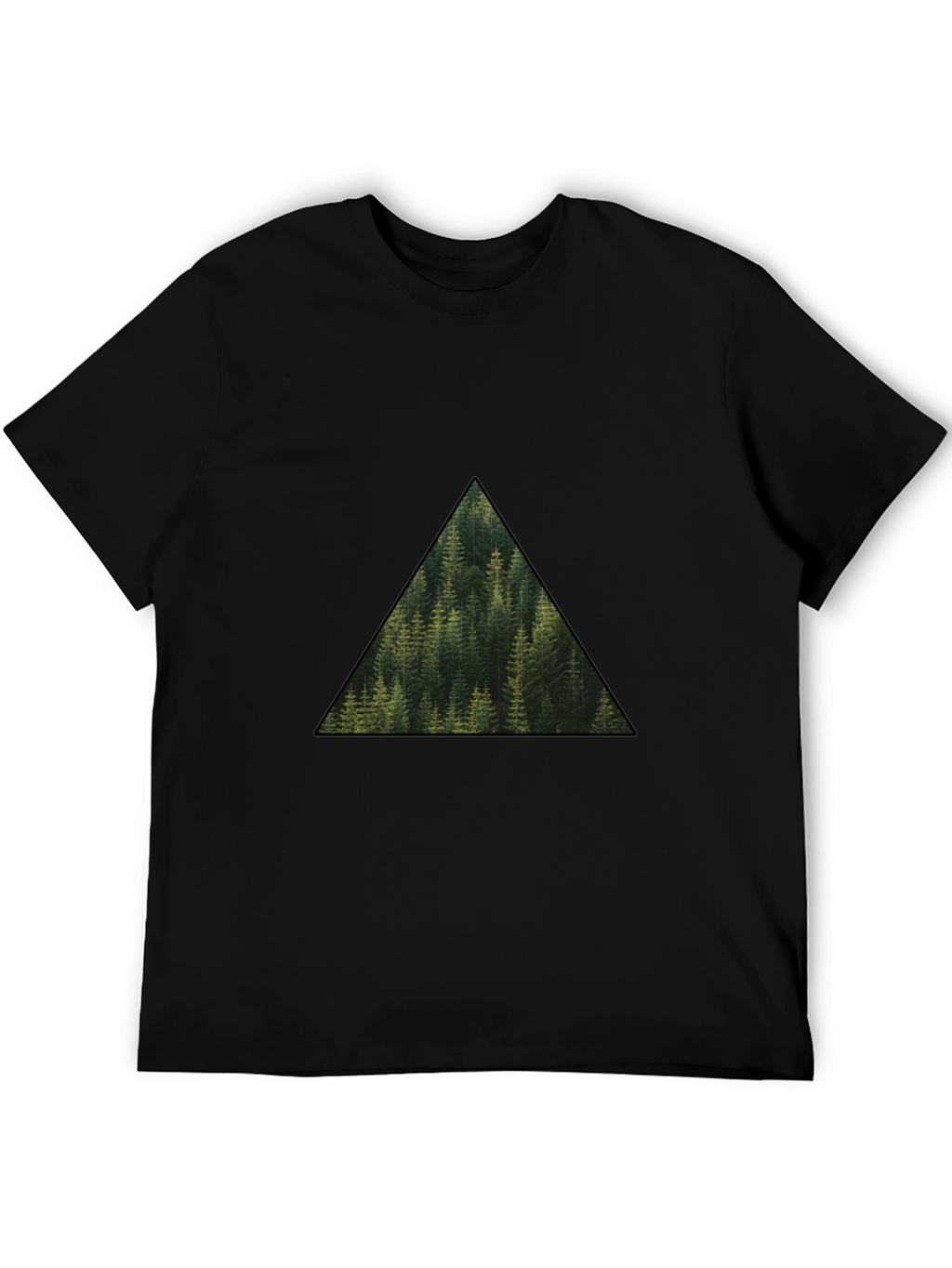 Nature Lovers Triangle Forest Graphic Tee - Black