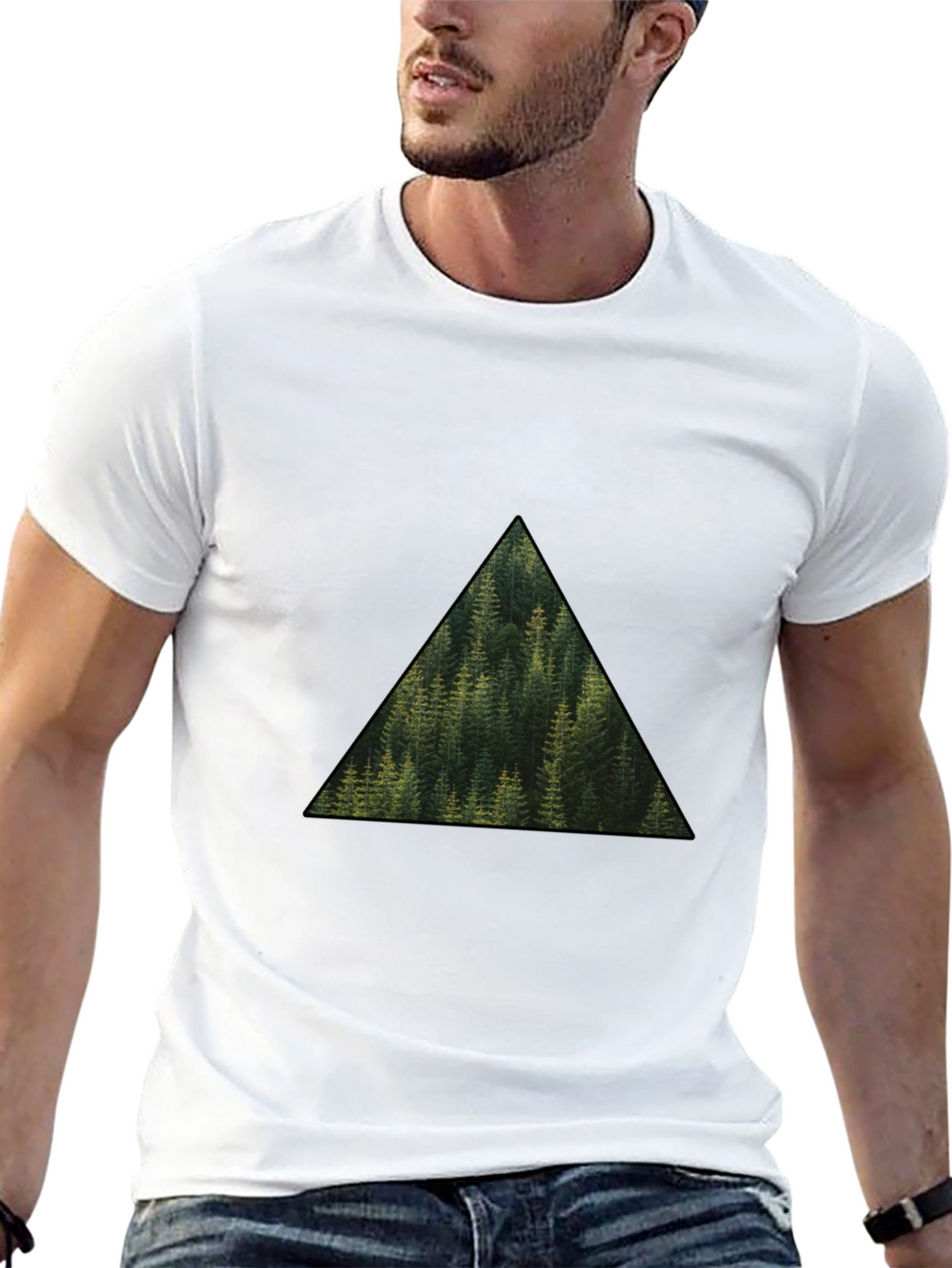 Nature Lovers Triangle Forest Graphic Tee - Black