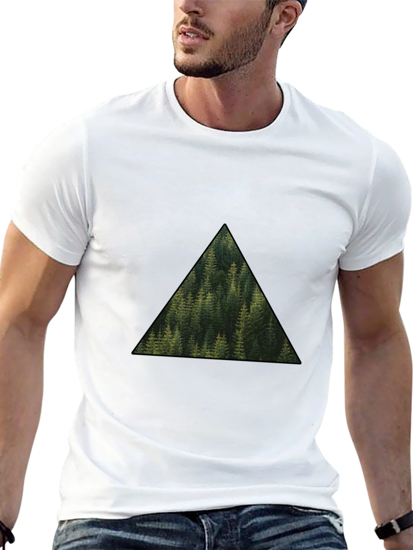 Nature Lovers Triangle Forest Graphic Tee - Black