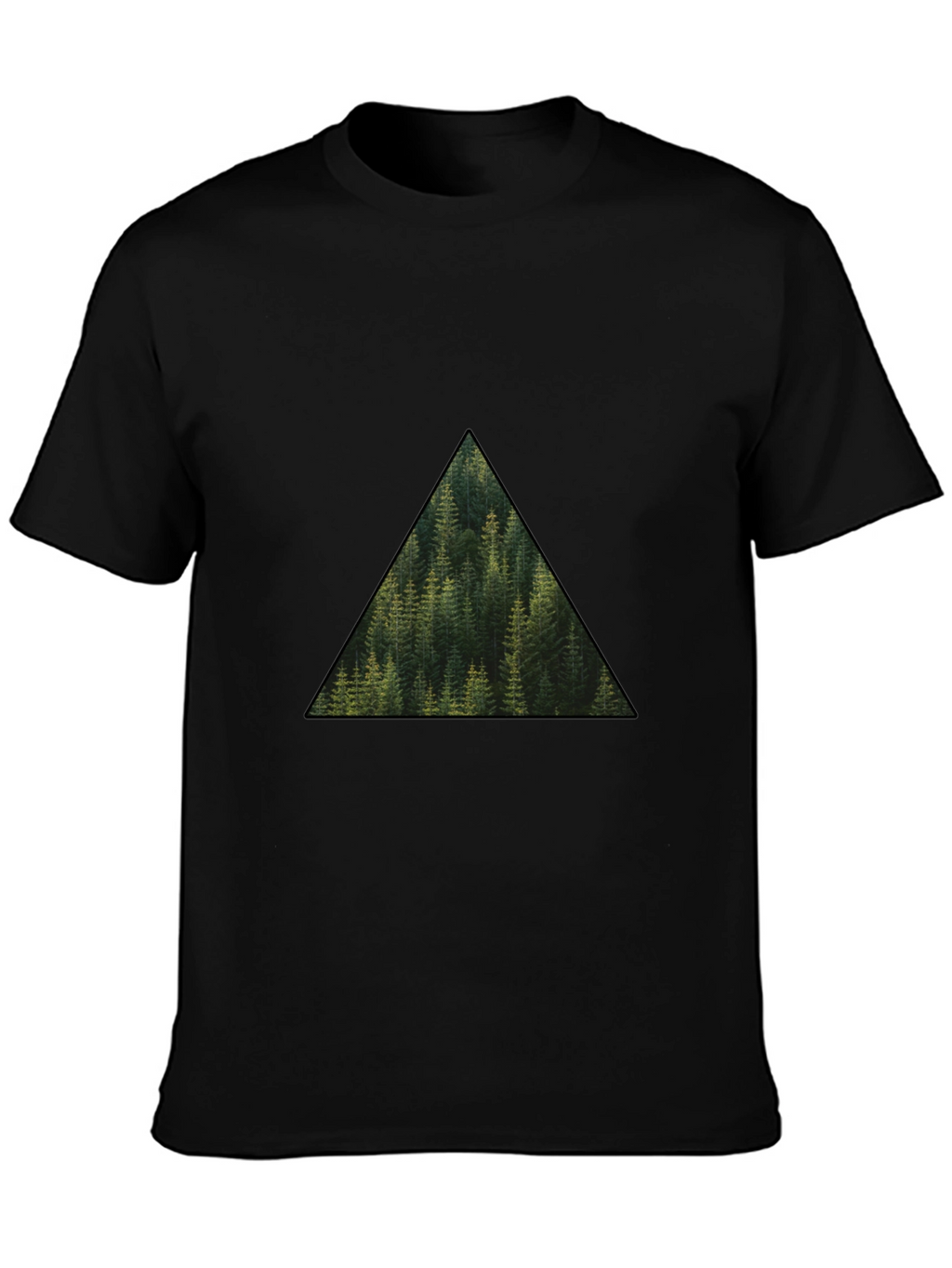 Nature Lovers Triangle Forest Graphic Tee - Black
