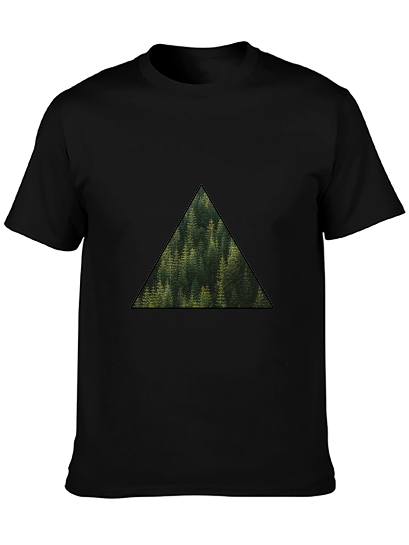 Nature Lovers Triangle Forest Graphic Tee - Black