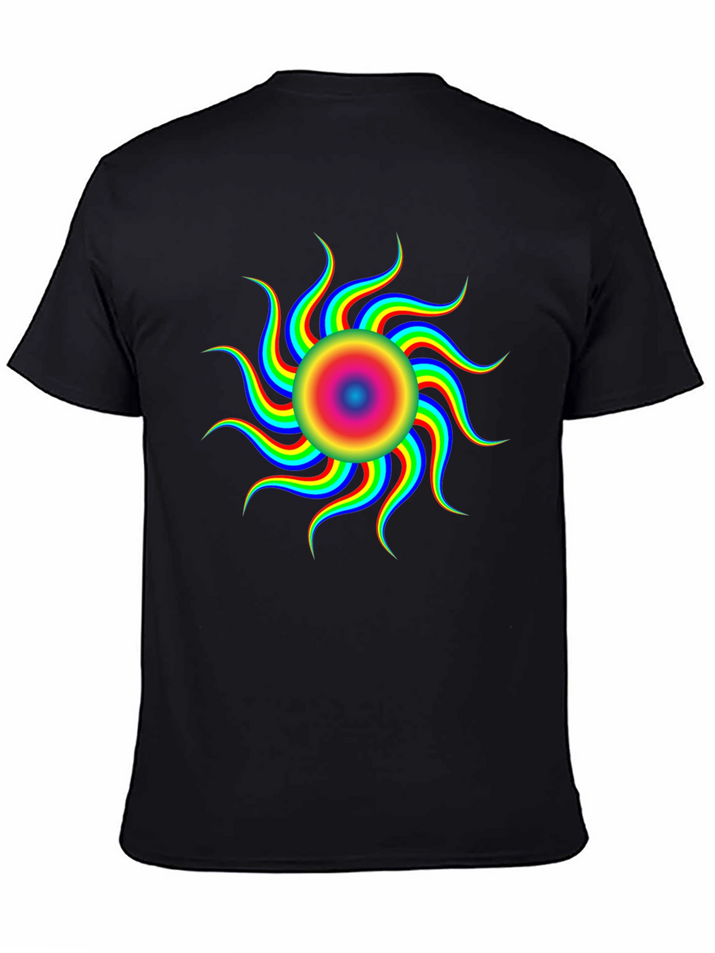 Optical Illusion Rainbow Sun T-Shirt - Black