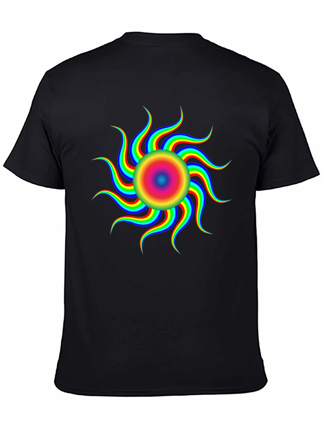 Optical Illusion Rainbow Sun T-Shirt - Black