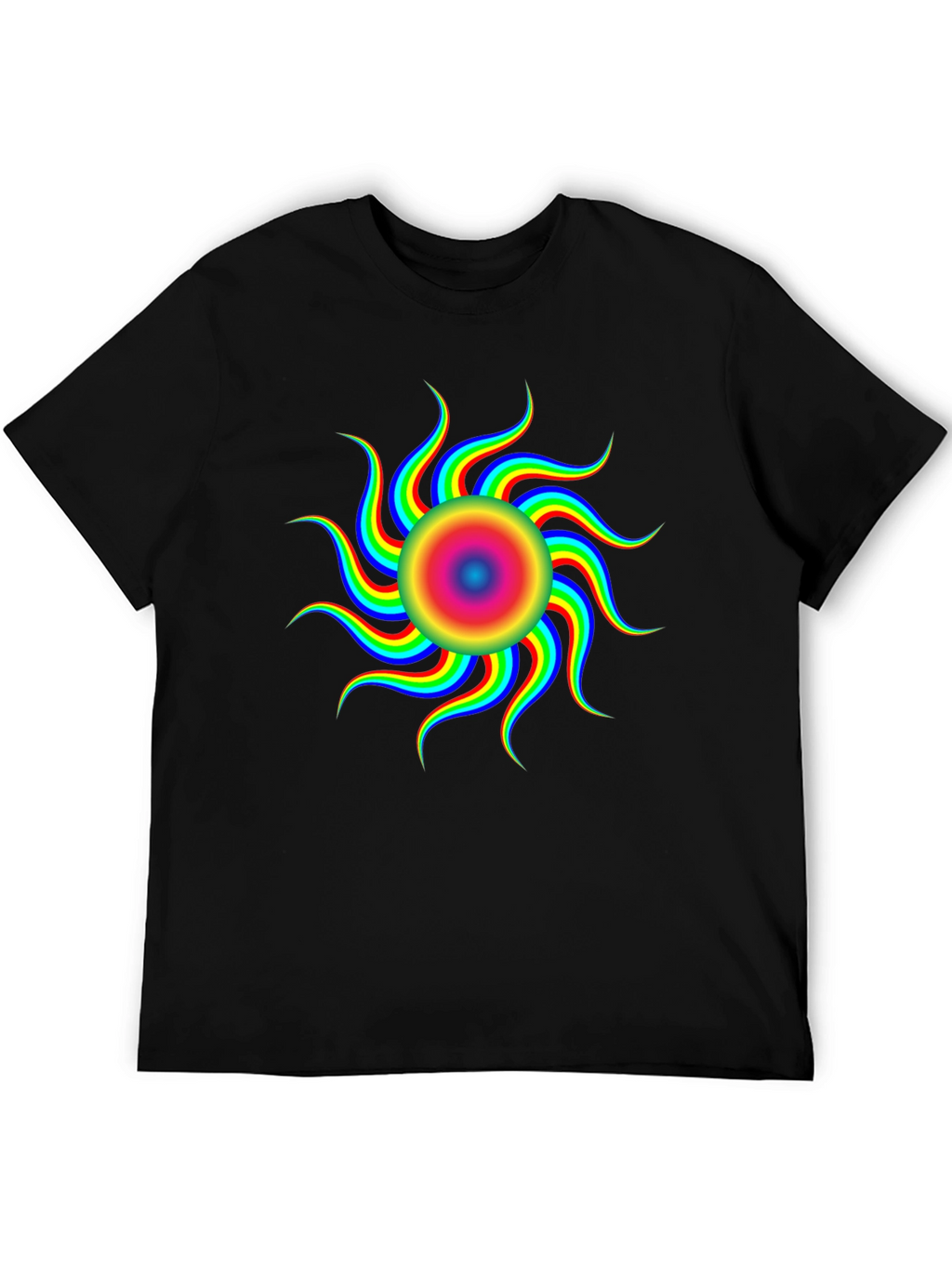 Optical Illusion Rainbow Sun T-Shirt - Black