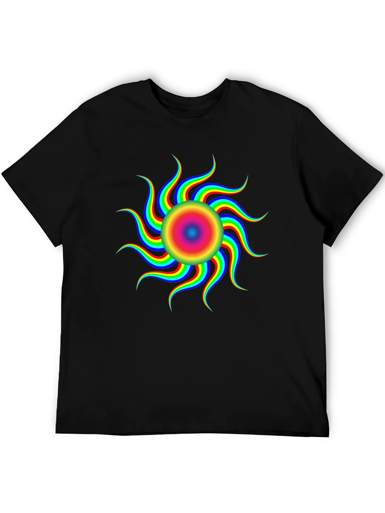 Optical Illusion Rainbow Sun T-Shirt - Black