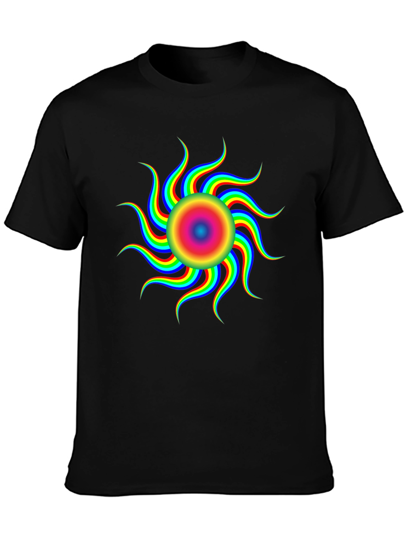 Optical Illusion Rainbow Sun T-Shirt - Black
