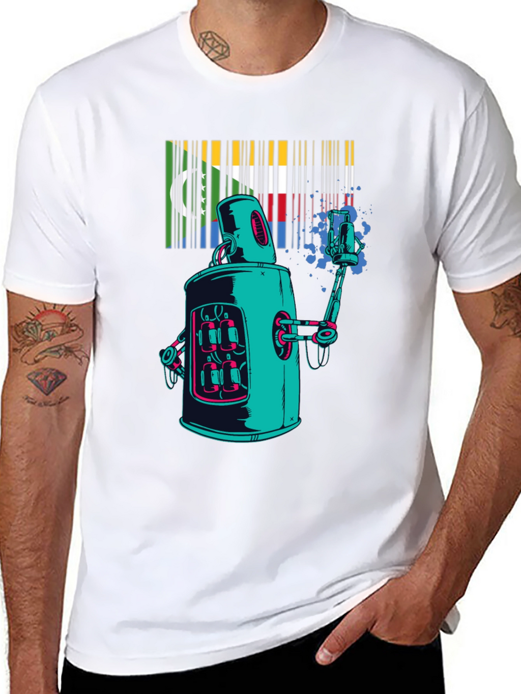 Retro Robot Spray Paint T-Shirt