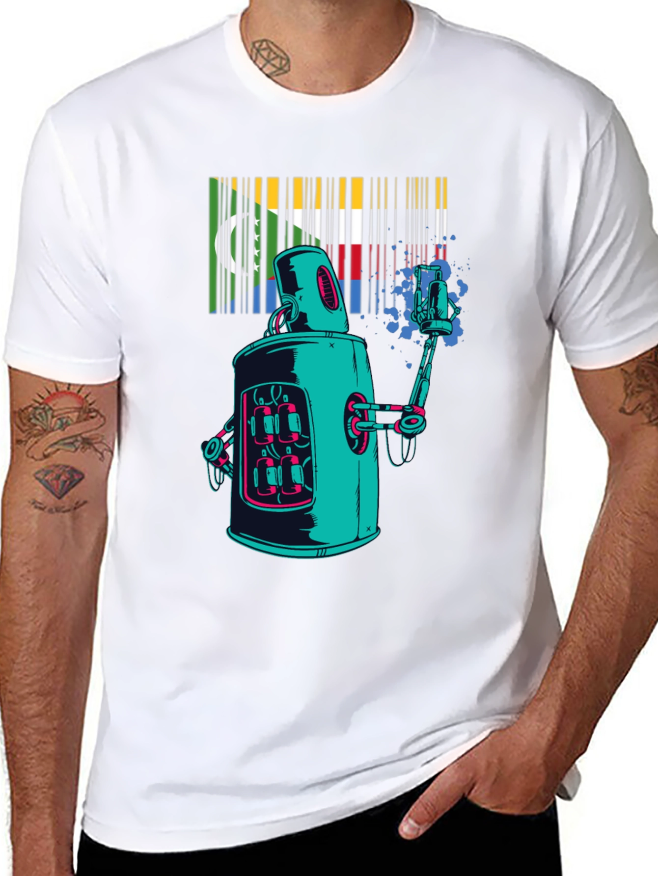 Retro Robot Spray Paint T-Shirt