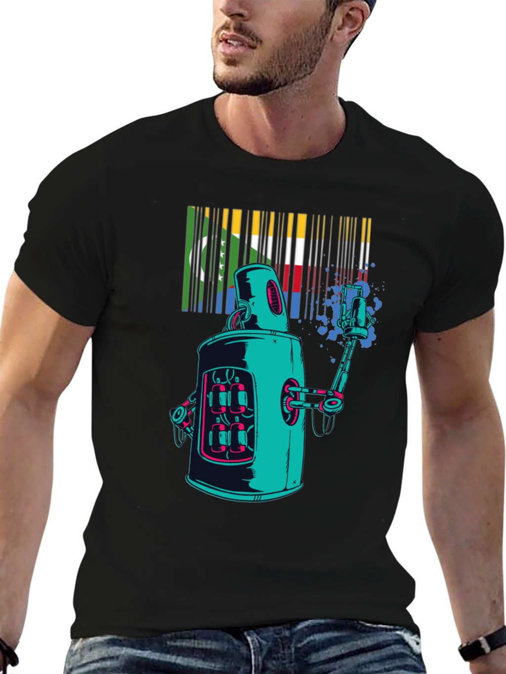 Retro Robot Spray Paint T-Shirt