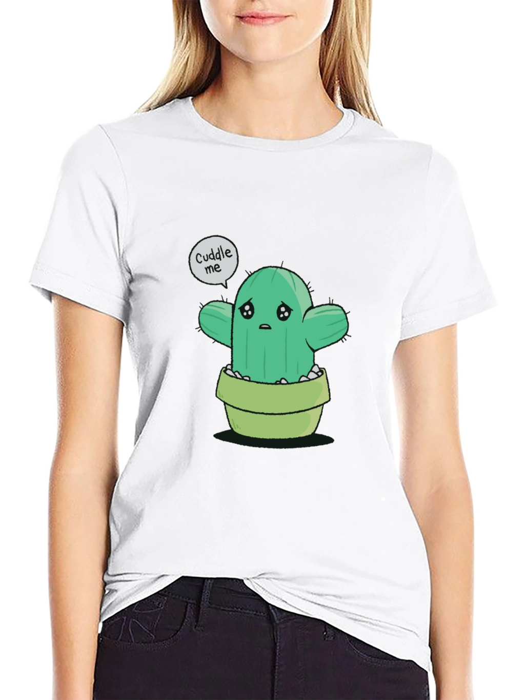 Sad Cactus Cuddle Me Graphic T-Shirt