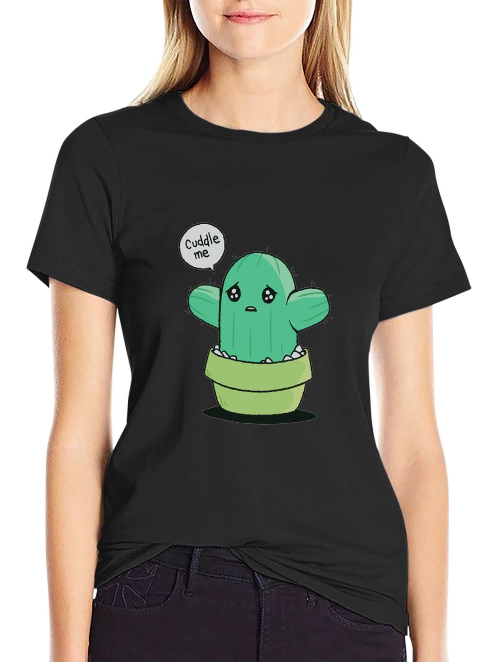 Sad Cactus Cuddle Me Graphic T-Shirt