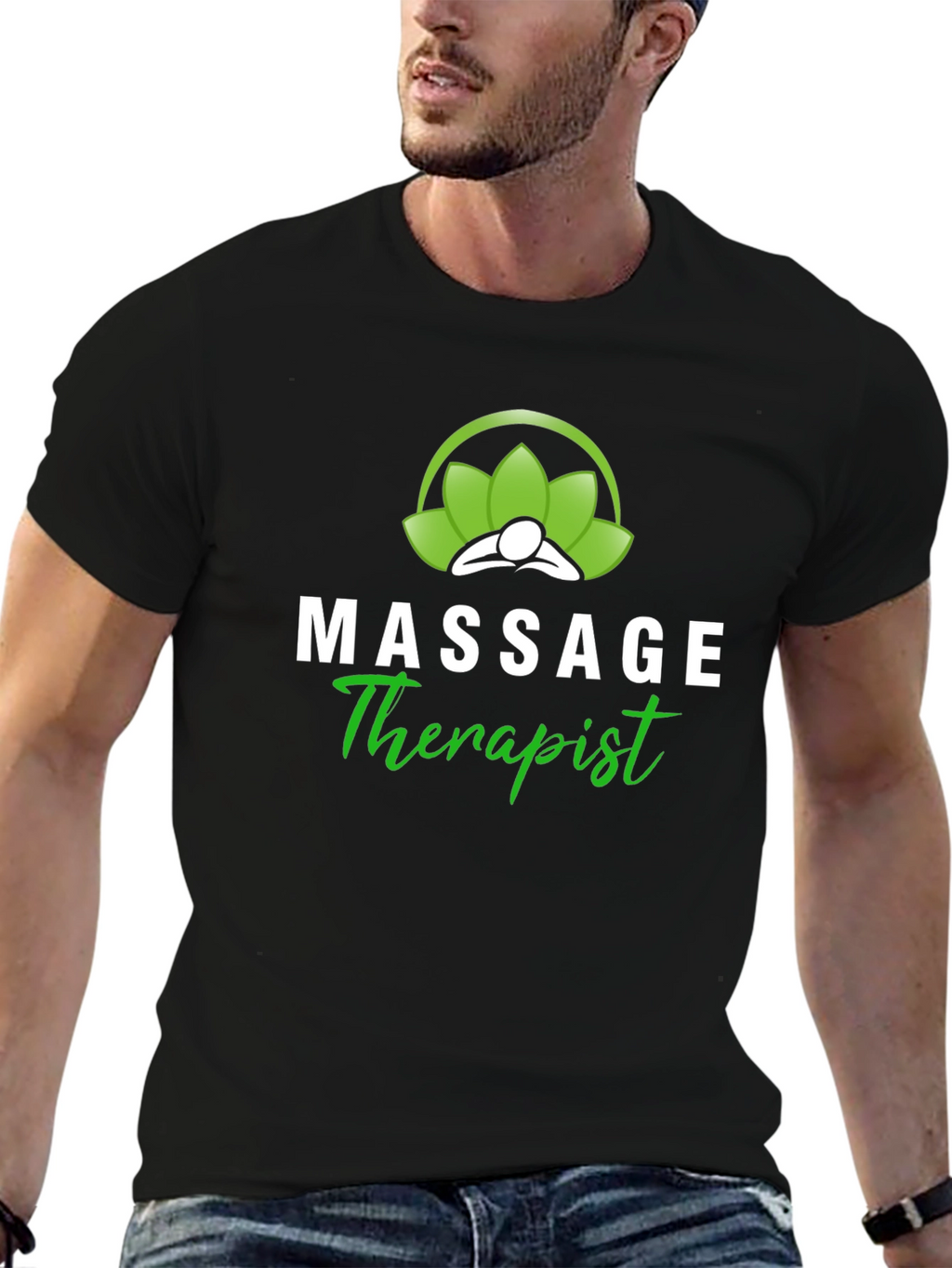 Massage Therapist T-Shirt - Black Cotton Blend