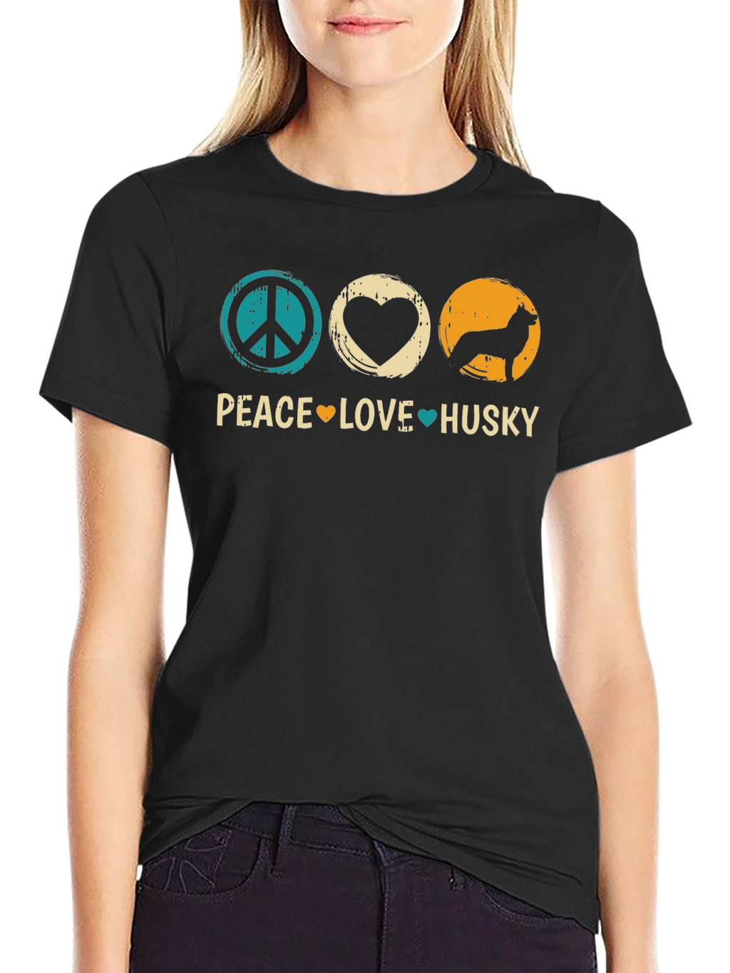 Peace Love Husky Graphic T-Shirt