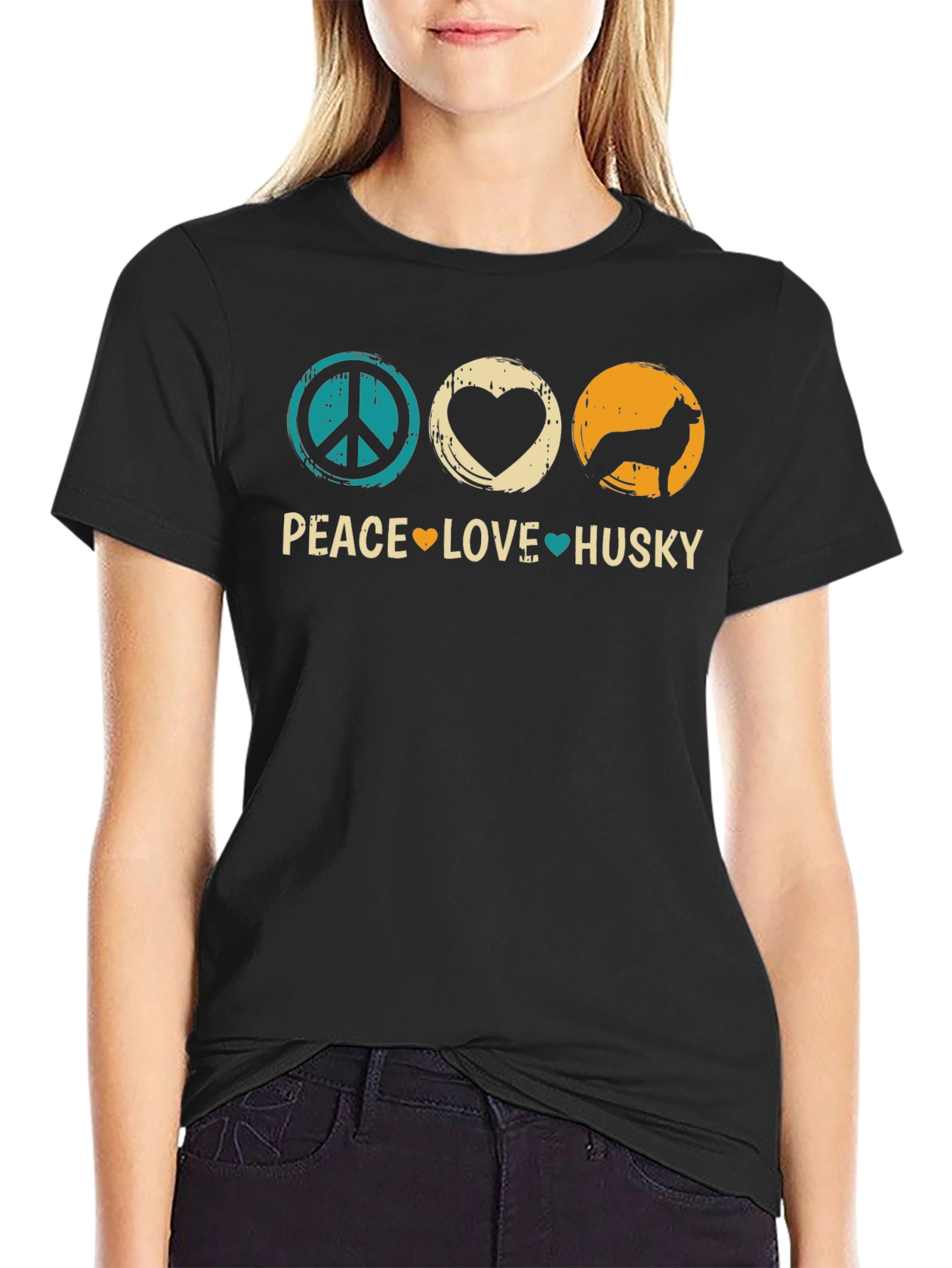 Peace Love Husky Graphic T-Shirt