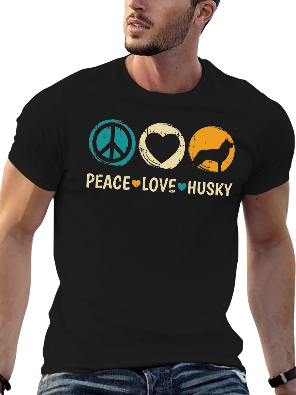 Peace Love Husky Graphic T-Shirt