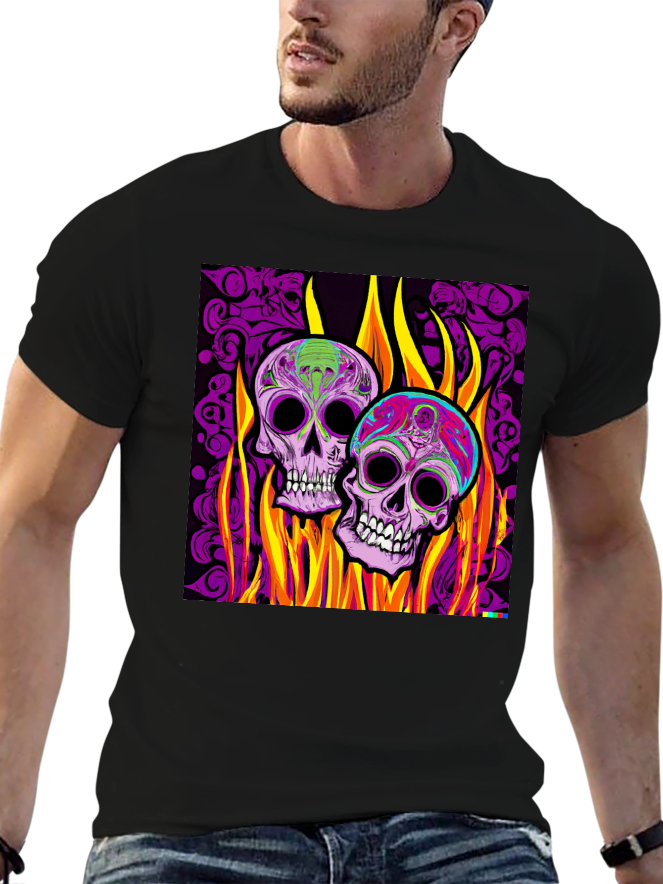 Flaming Skull Graphic Tee - Bold Style