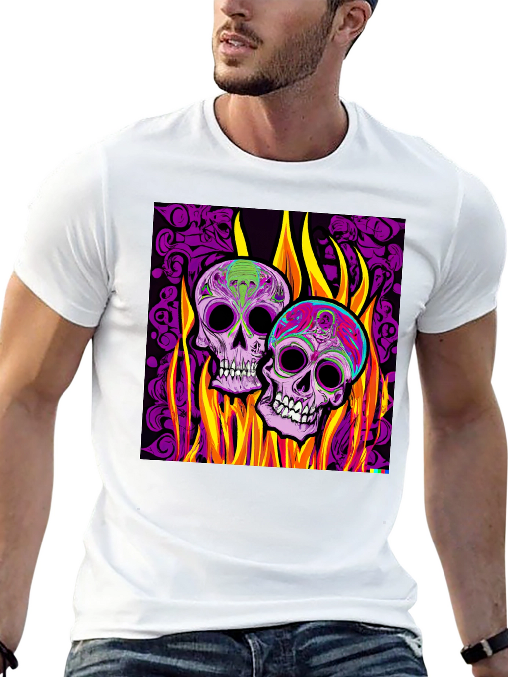 Flaming Skull Graphic Tee - Bold Style