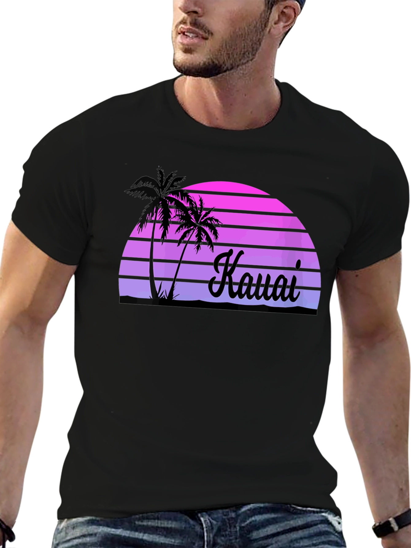 Kauai Sunset Palm Tree Graphic Tee