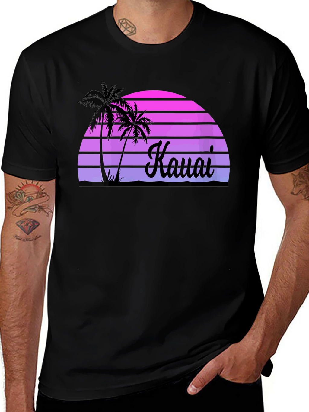 Kauai Sunset Palm Tree Graphic Tee
