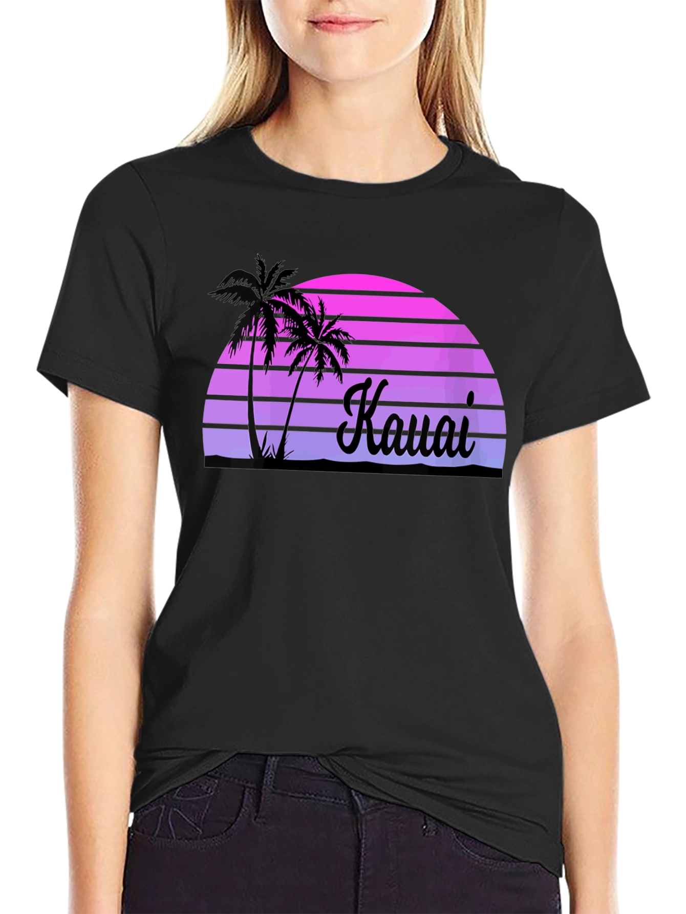 Kauai Sunset Palm Tree Graphic Tee