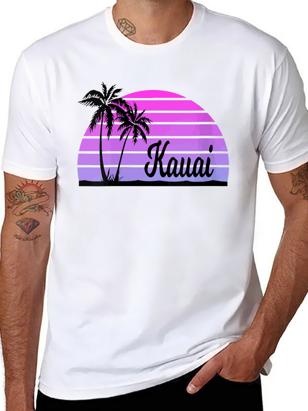 Kauai Sunset Palm Tree Graphic Tee