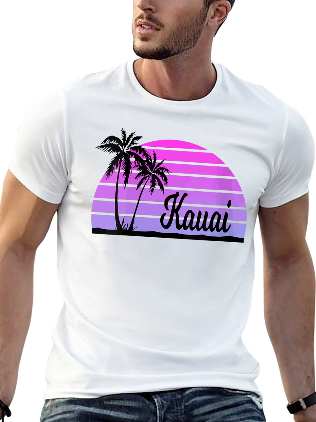 Kauai Sunset Palm Tree Graphic Tee