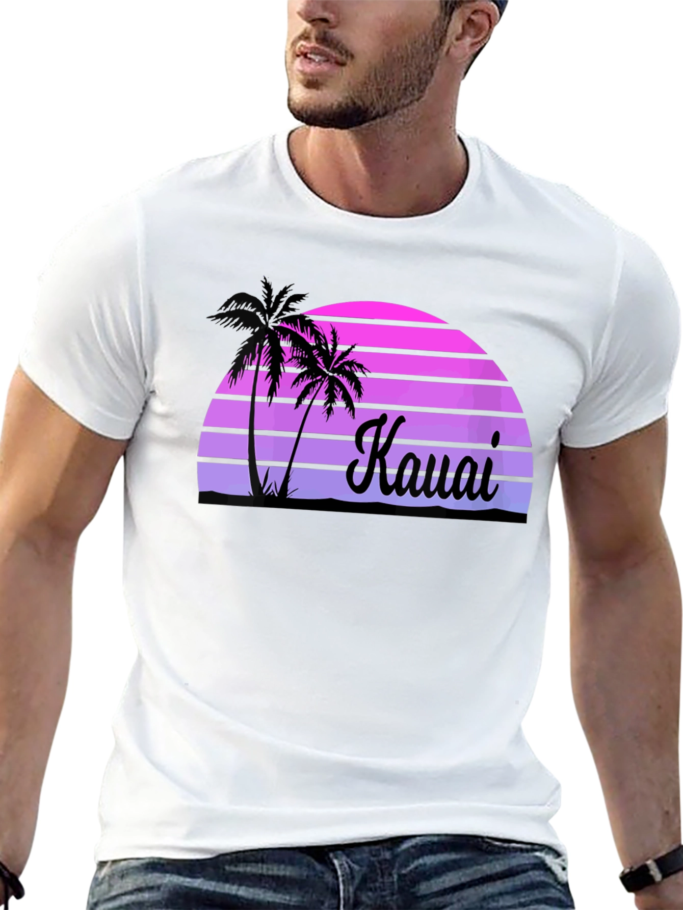 Kauai Sunset Palm Tree Graphic Tee