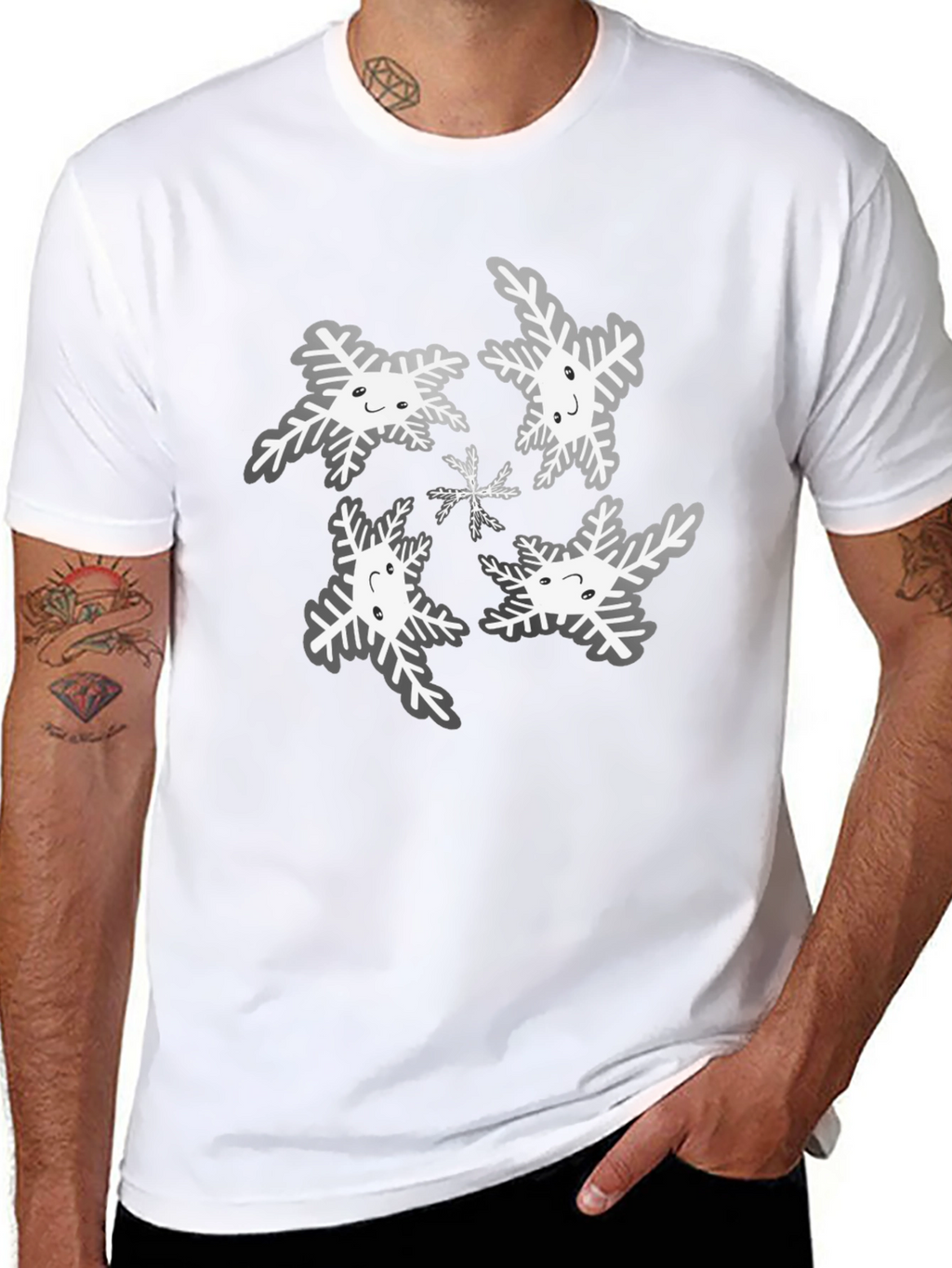 Snowflake Graphic Tee - Black Cotton Blend