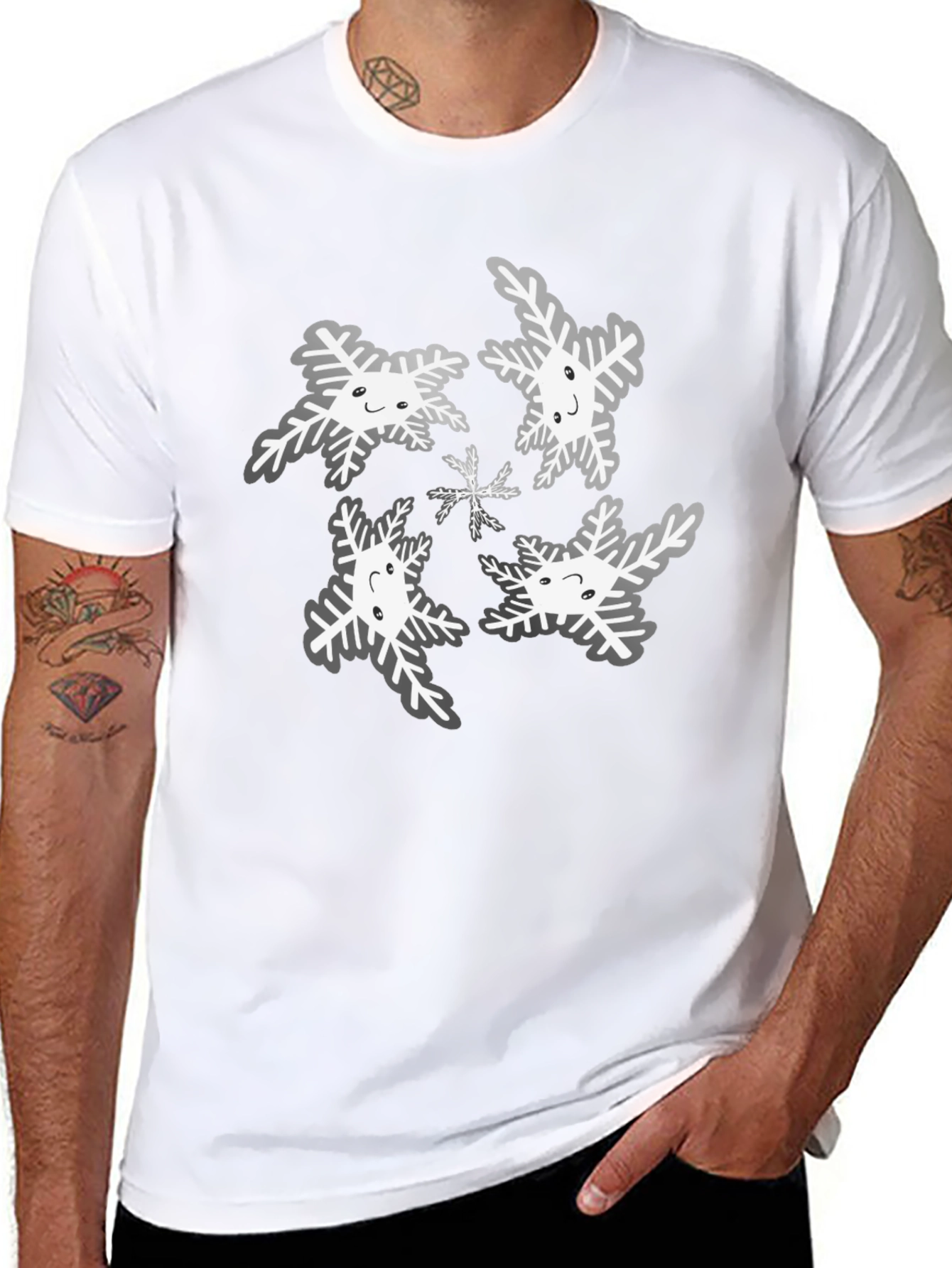 Snowflake Graphic Tee - Black Cotton Blend